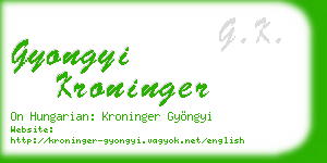 gyongyi kroninger business card